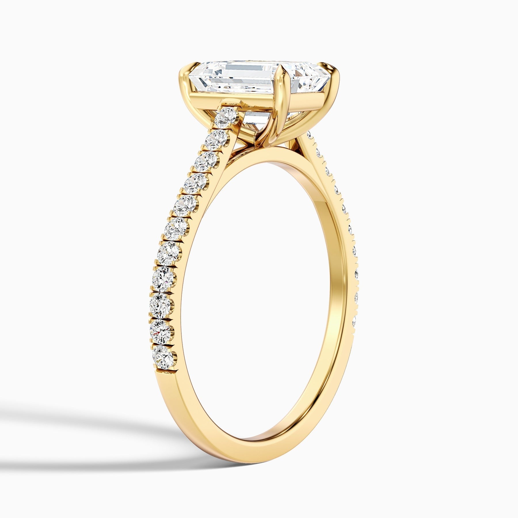 Imperial Emerald Cut Side Stone Pave Lab Grown Engagement Ring